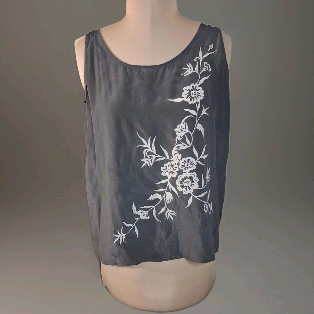Shiri Kare Floral Satin Sleeveless Blouse Tank Top  Whimsigoth Fairy Grunge Boho